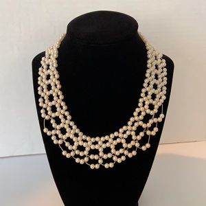 Faux pearl choker necklace